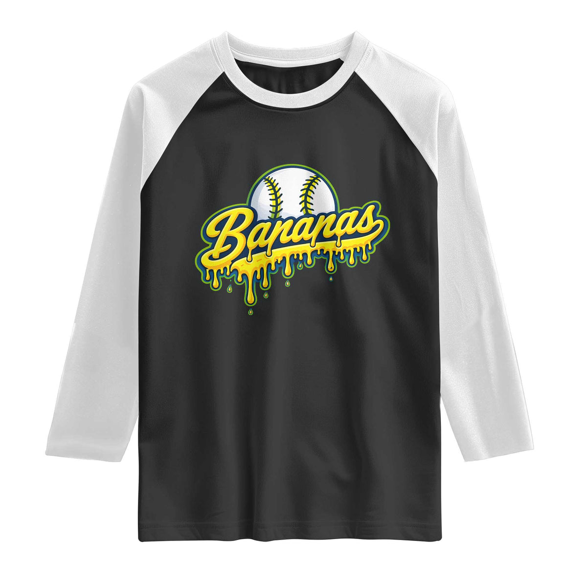 Funny Banana Baseball Raglan Shirt Sports Team Baseball Drip Ice Cream Style