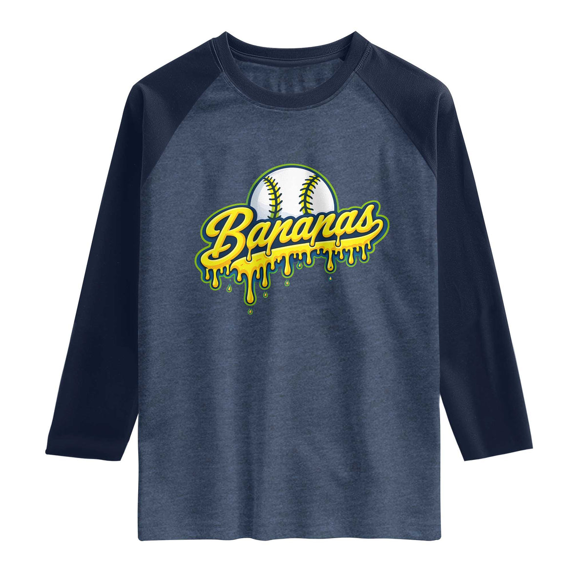 Funny Banana Baseball Raglan Shirt Sports Team Baseball Drip Ice Cream Style
