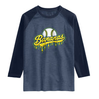 Funny Banana Baseball Raglan Shirt Sports Team Baseball Drip Ice Cream Style