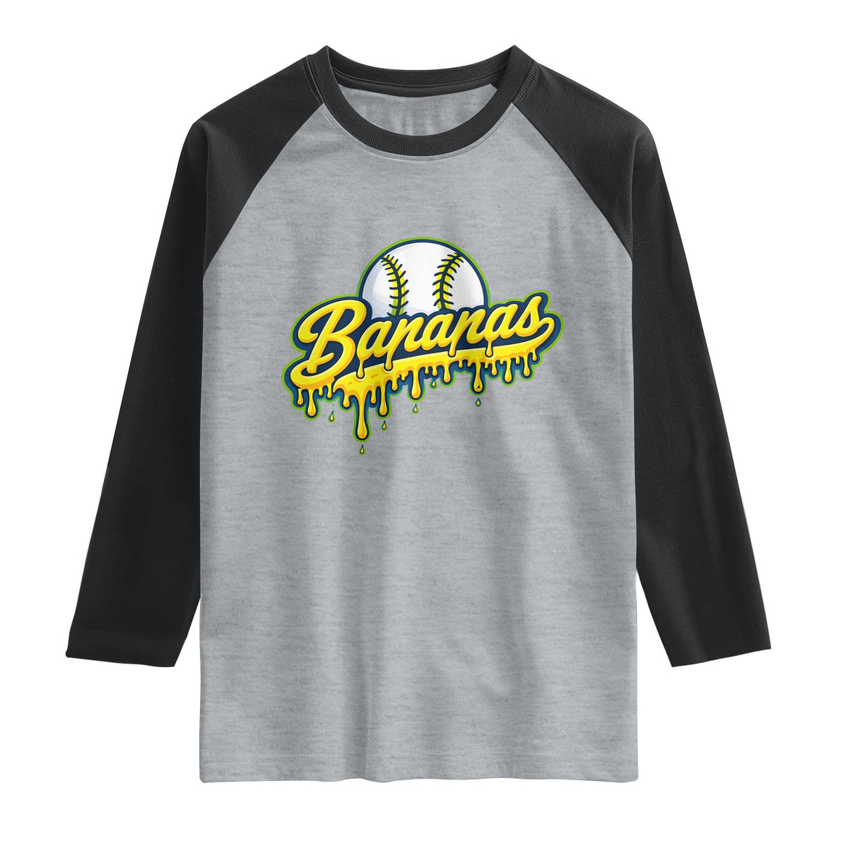 Funny Banana Baseball Raglan Shirt Sports Team Baseball Drip Ice Cream Style