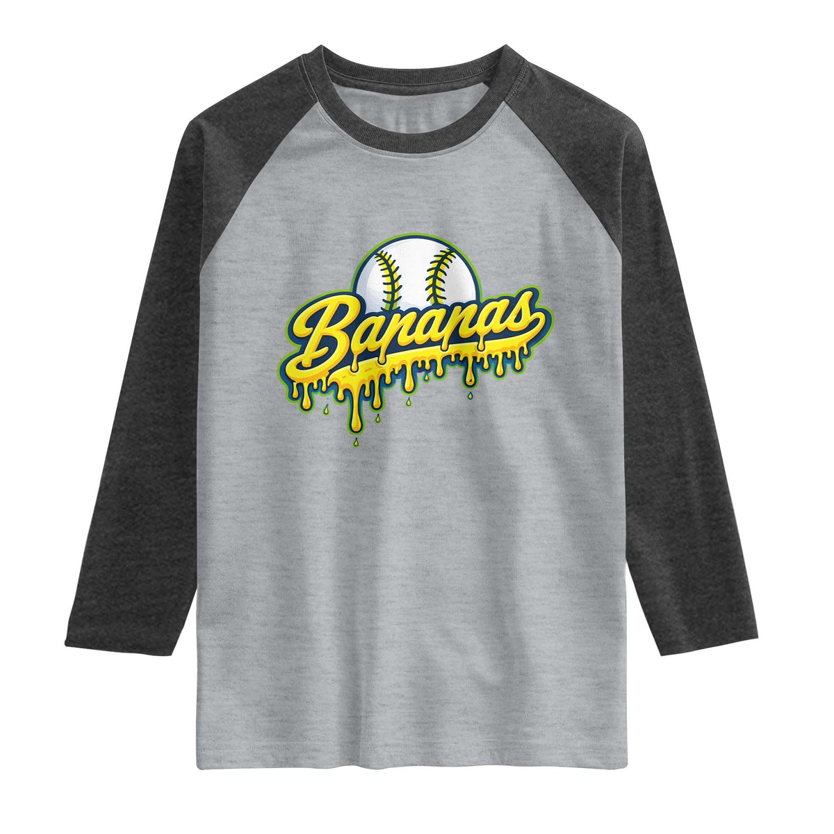 Funny Banana Baseball Raglan Shirt Sports Team Baseball Drip Ice Cream Style