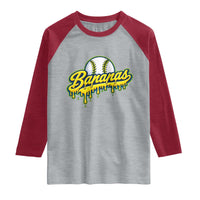 Funny Banana Baseball Raglan Shirt Sports Team Baseball Drip Ice Cream Style