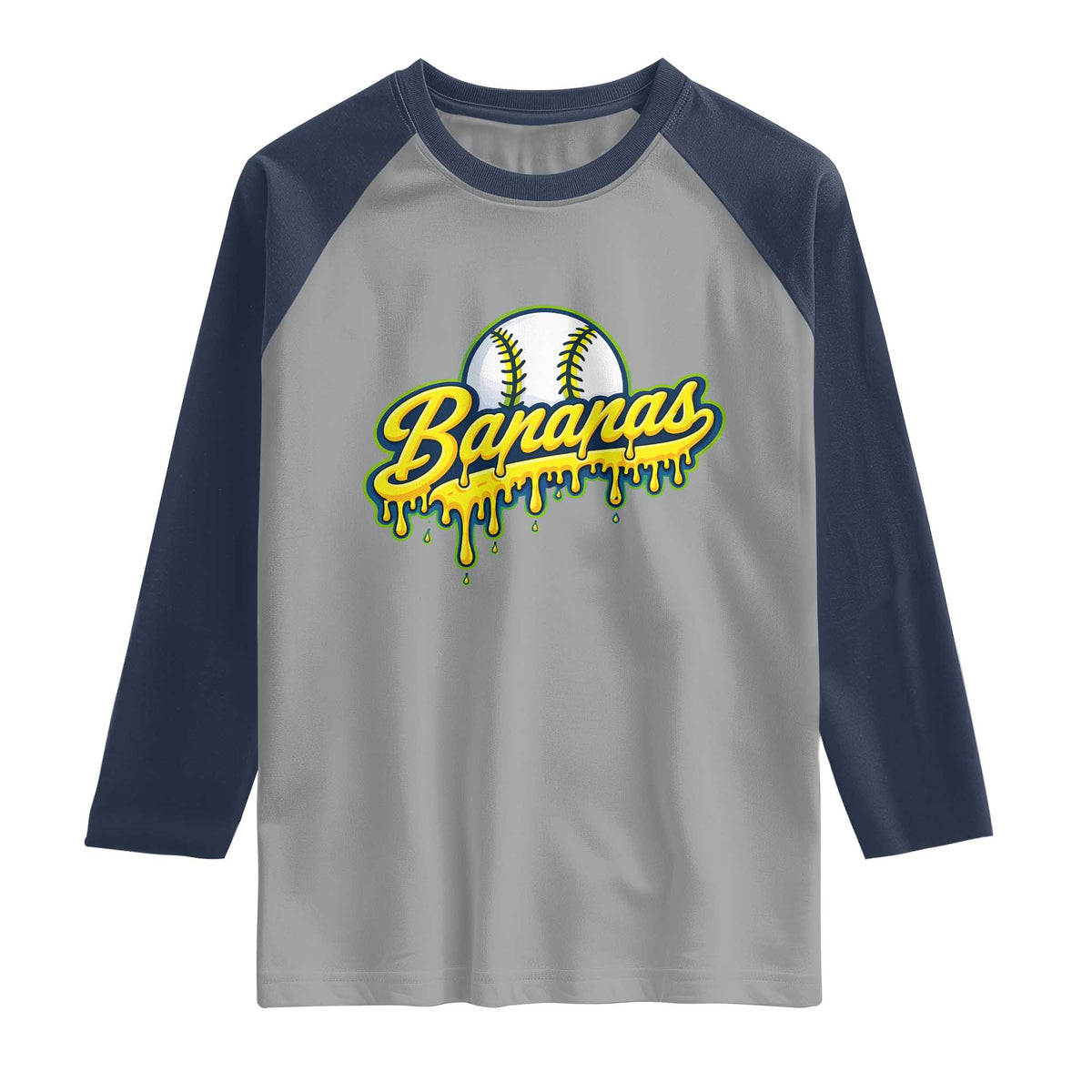 Funny Banana Baseball Raglan Shirt Sports Team Baseball Drip Ice Cream Style