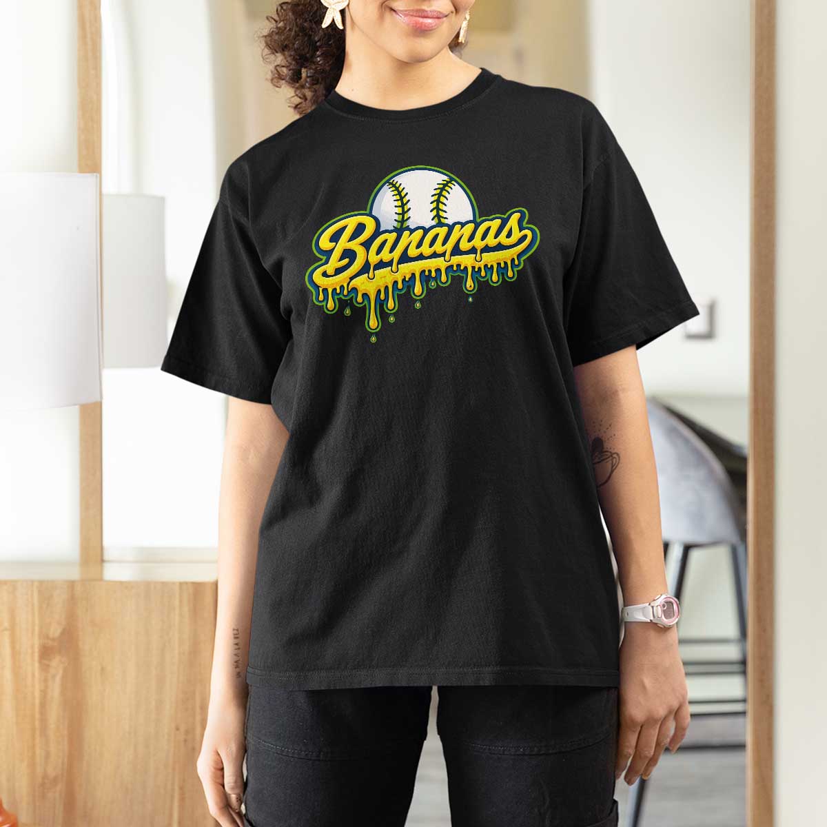 Funny Banana Baseball T Shirt For Women Sports Team Baseball Drip Ice Cream Style