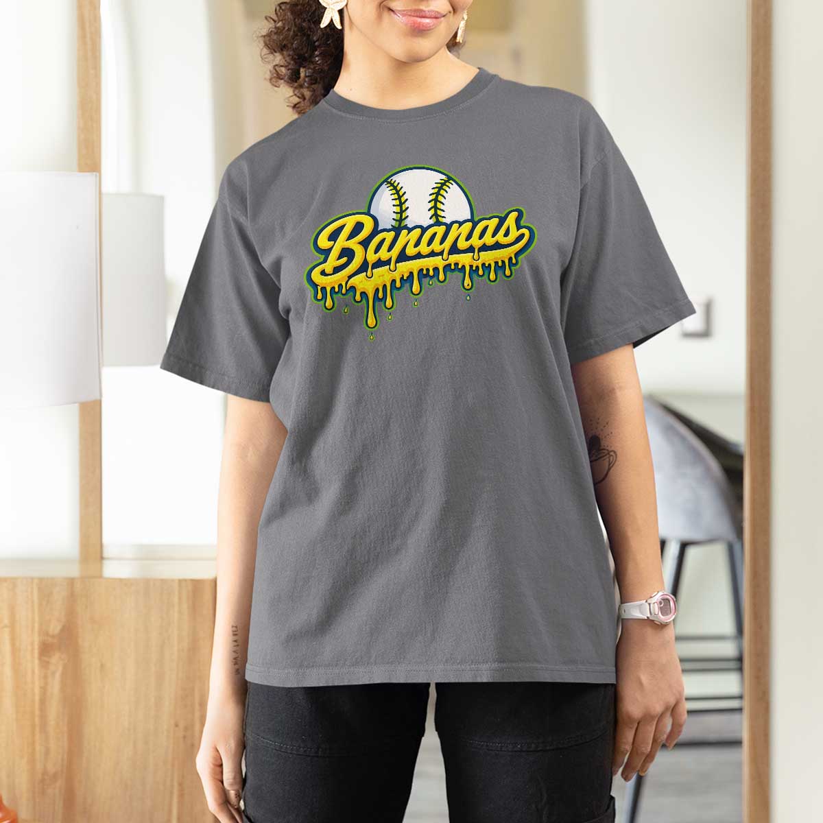Funny Banana Baseball T Shirt For Women Sports Team Baseball Drip Ice Cream Style