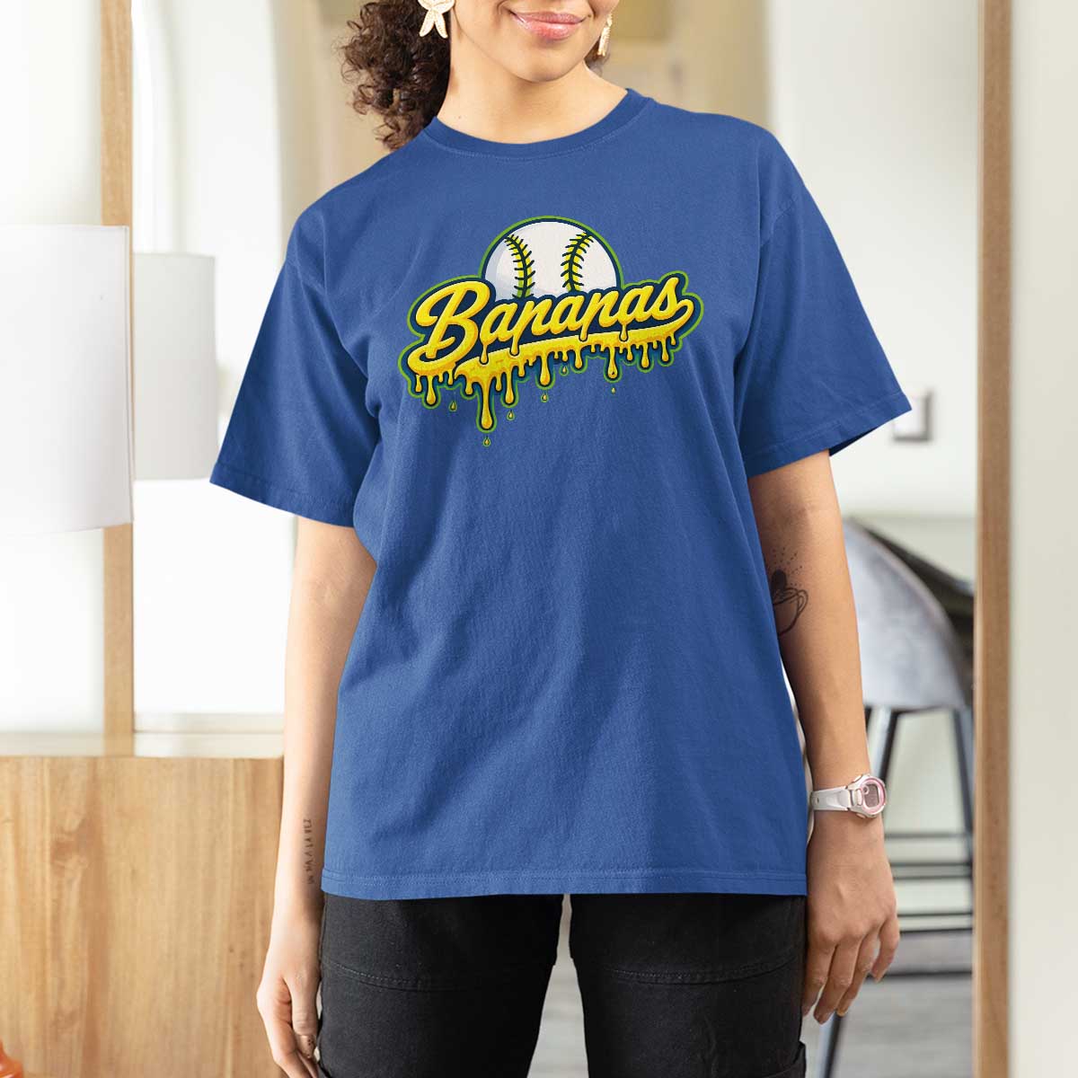 Funny Banana Baseball T Shirt For Women Sports Team Baseball Drip Ice Cream Style