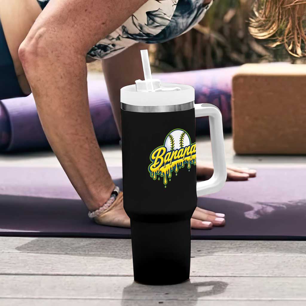 Funny Banana Baseball Tumbler With Handle Sports Team Baseball Drip Ice Cream Style