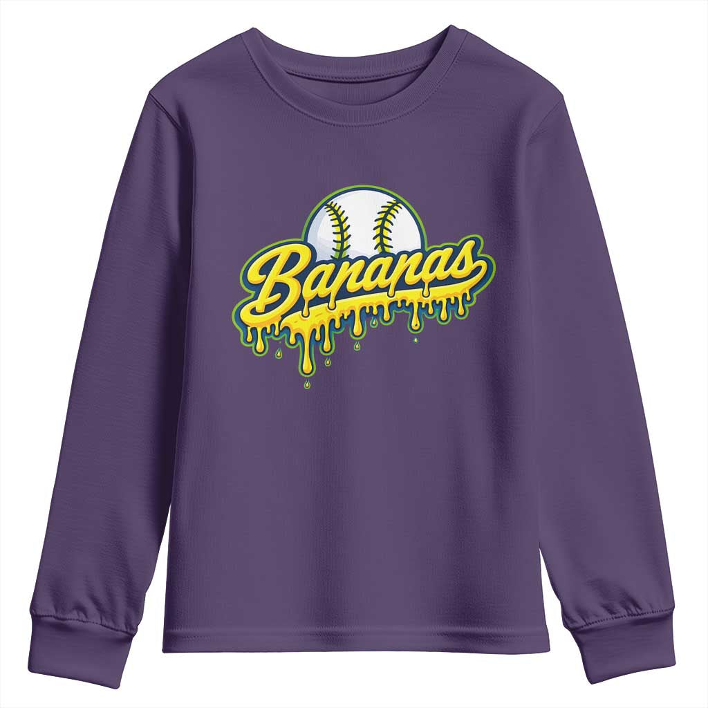 Funny Banana Baseball Youth Sweatshirt Sports Team Baseball Drip Ice Cream Style