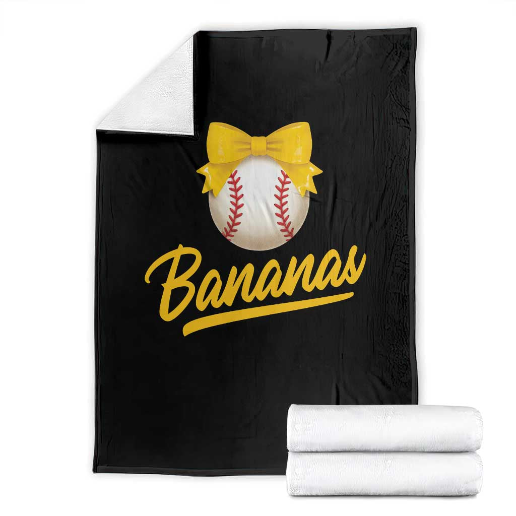Bananas Coquette Bow Throw Blanket Banana Retro Popular Fruit Humor Cute Girls Kids