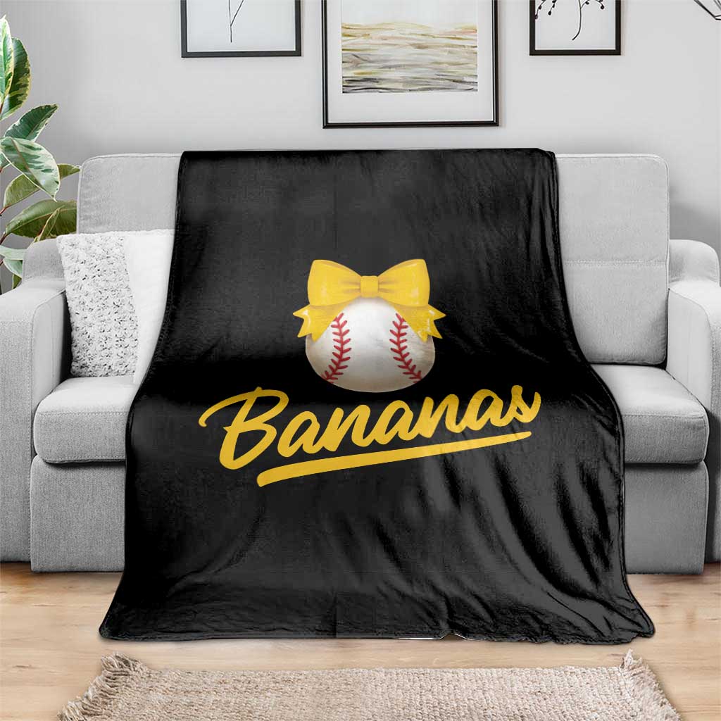 Bananas Coquette Bow Throw Blanket Banana Retro Popular Fruit Humor Cute Girls Kids