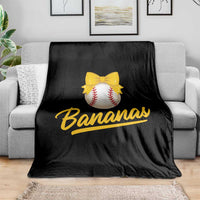 Bananas Coquette Bow Throw Blanket Banana Retro Popular Fruit Humor Cute Girls Kids