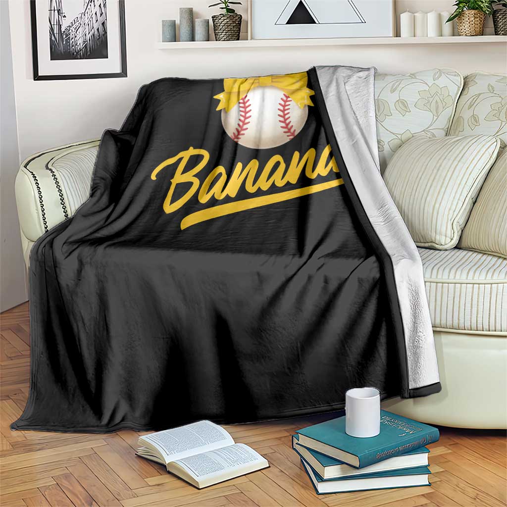 Bananas Coquette Bow Throw Blanket Banana Retro Popular Fruit Humor Cute Girls Kids