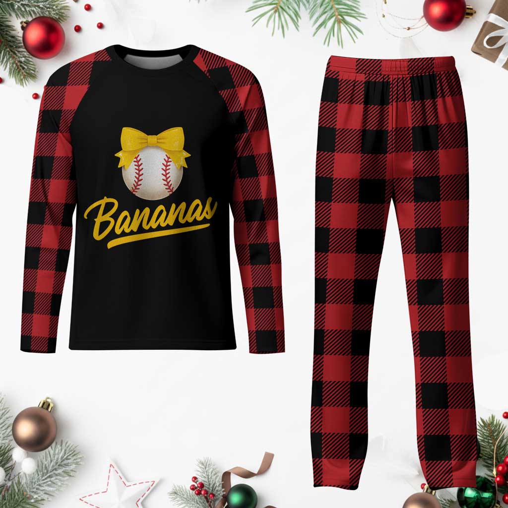Bananas Coquette Bow Plaid Pajama Set Banana Retro Popular Fruit Humor Cute Girls Kids