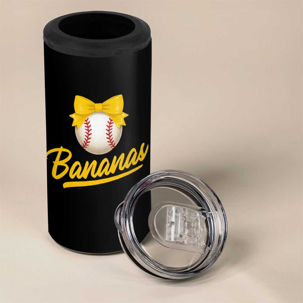 Bananas Coquette Bow 4 in 1 Can Cooler Tumbler Banana Retro Popular Fruit Humor Cute Girls Kids