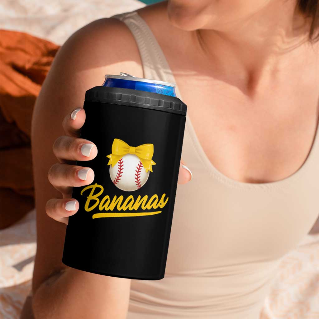 Bananas Coquette Bow 4 in 1 Can Cooler Tumbler Banana Retro Popular Fruit Humor Cute Girls Kids