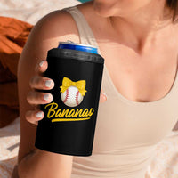 Bananas Coquette Bow 4 in 1 Can Cooler Tumbler Banana Retro Popular Fruit Humor Cute Girls Kids