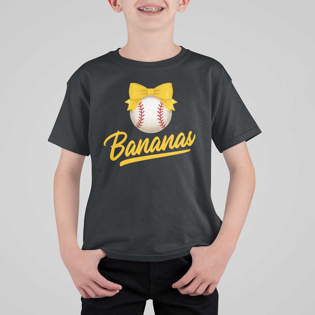 Bananas Coquette Bow T Shirt For Kid Banana Retro Popular Fruit Humor Cute Girls Kids