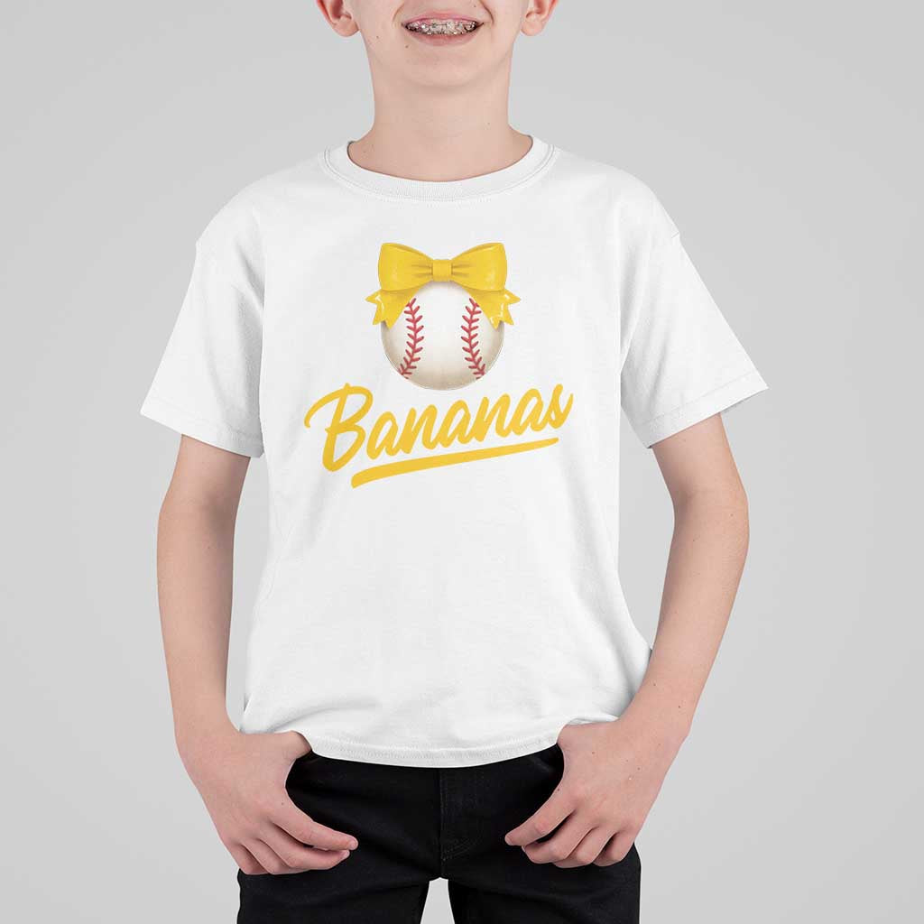 Bananas Coquette Bow T Shirt For Kid Banana Retro Popular Fruit Humor Cute Girls Kids