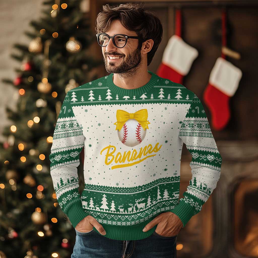 Bananas Coquette Bow Ugly Christmas Sweater Banana Retro Popular Fruit Humor Cute Girls Kids