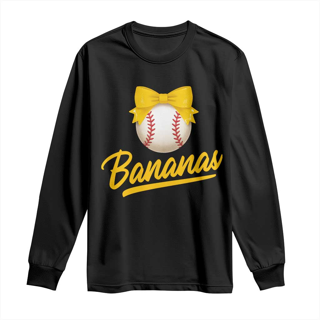 Bananas Coquette Bow Long Sleeve Shirt Banana Retro Popular Fruit Humor Cute Girls Kids