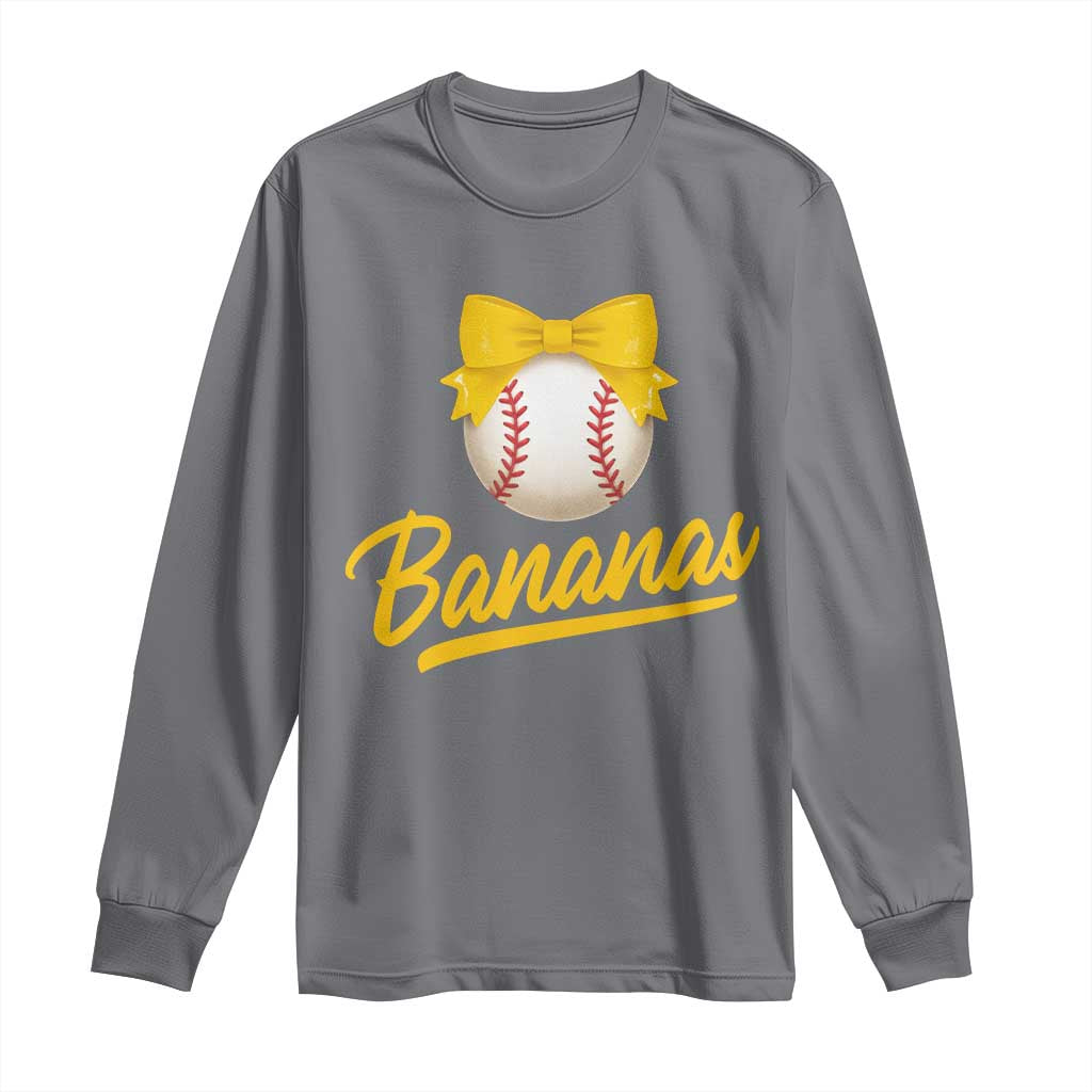 Bananas Coquette Bow Long Sleeve Shirt Banana Retro Popular Fruit Humor Cute Girls Kids