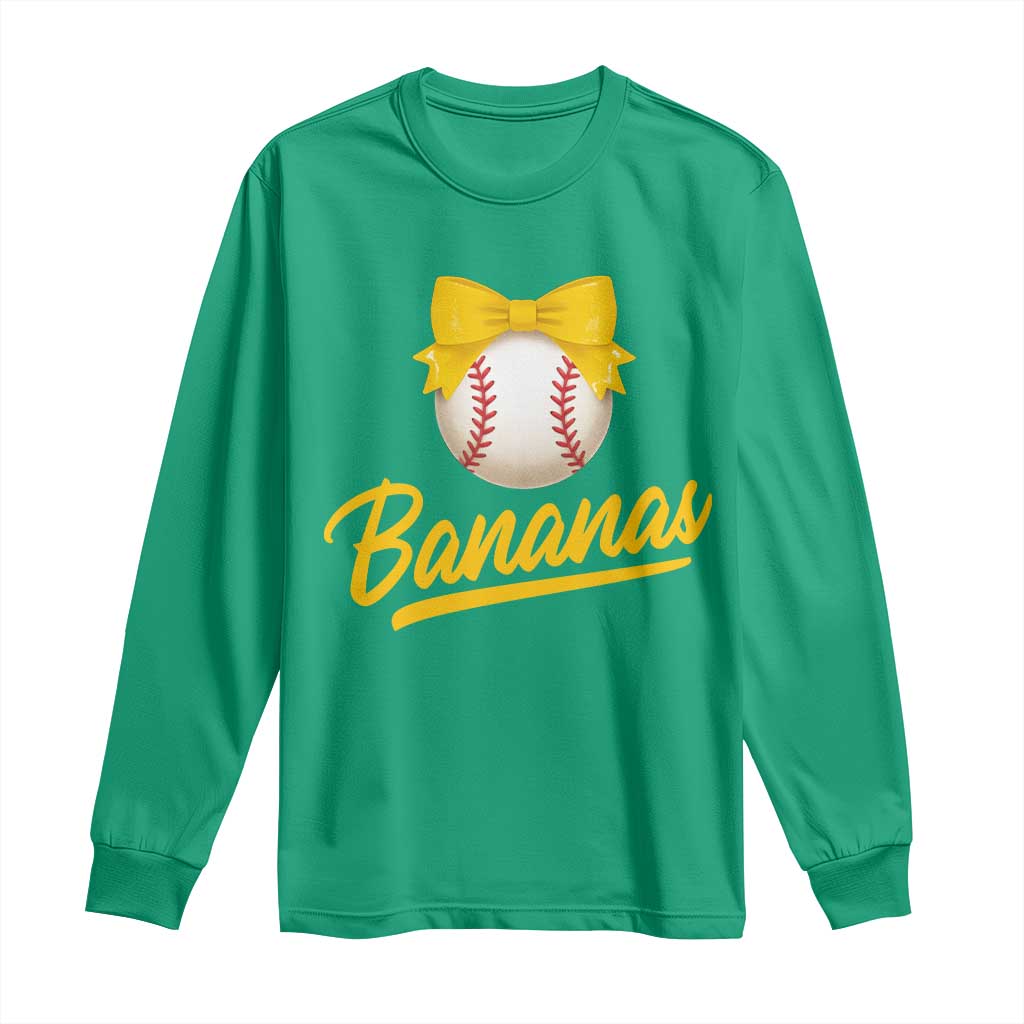 Bananas Coquette Bow Long Sleeve Shirt Banana Retro Popular Fruit Humor Cute Girls Kids