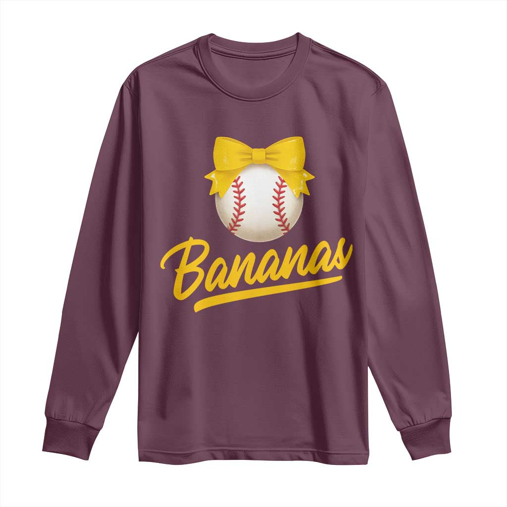 Bananas Coquette Bow Long Sleeve Shirt Banana Retro Popular Fruit Humor Cute Girls Kids