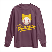 Bananas Coquette Bow Long Sleeve Shirt Banana Retro Popular Fruit Humor Cute Girls Kids