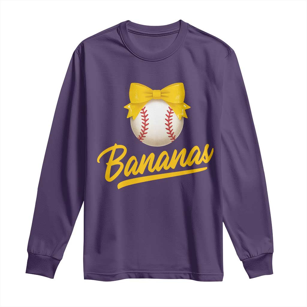 Bananas Coquette Bow Long Sleeve Shirt Banana Retro Popular Fruit Humor Cute Girls Kids