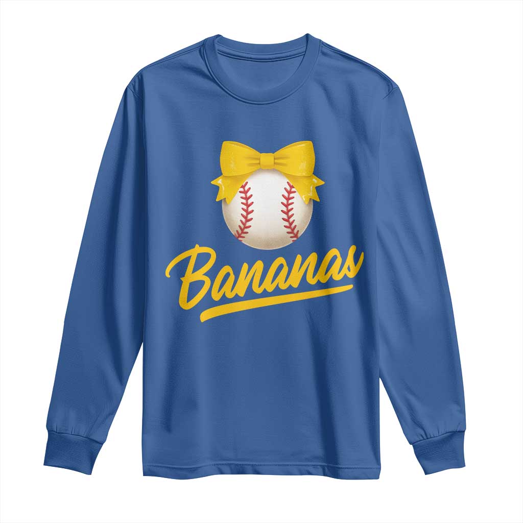 Bananas Coquette Bow Long Sleeve Shirt Banana Retro Popular Fruit Humor Cute Girls Kids
