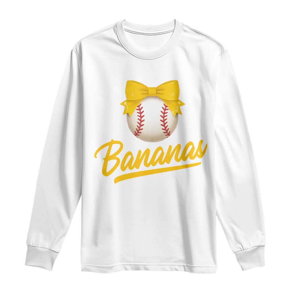 Bananas Coquette Bow Long Sleeve Shirt Banana Retro Popular Fruit Humor Cute Girls Kids
