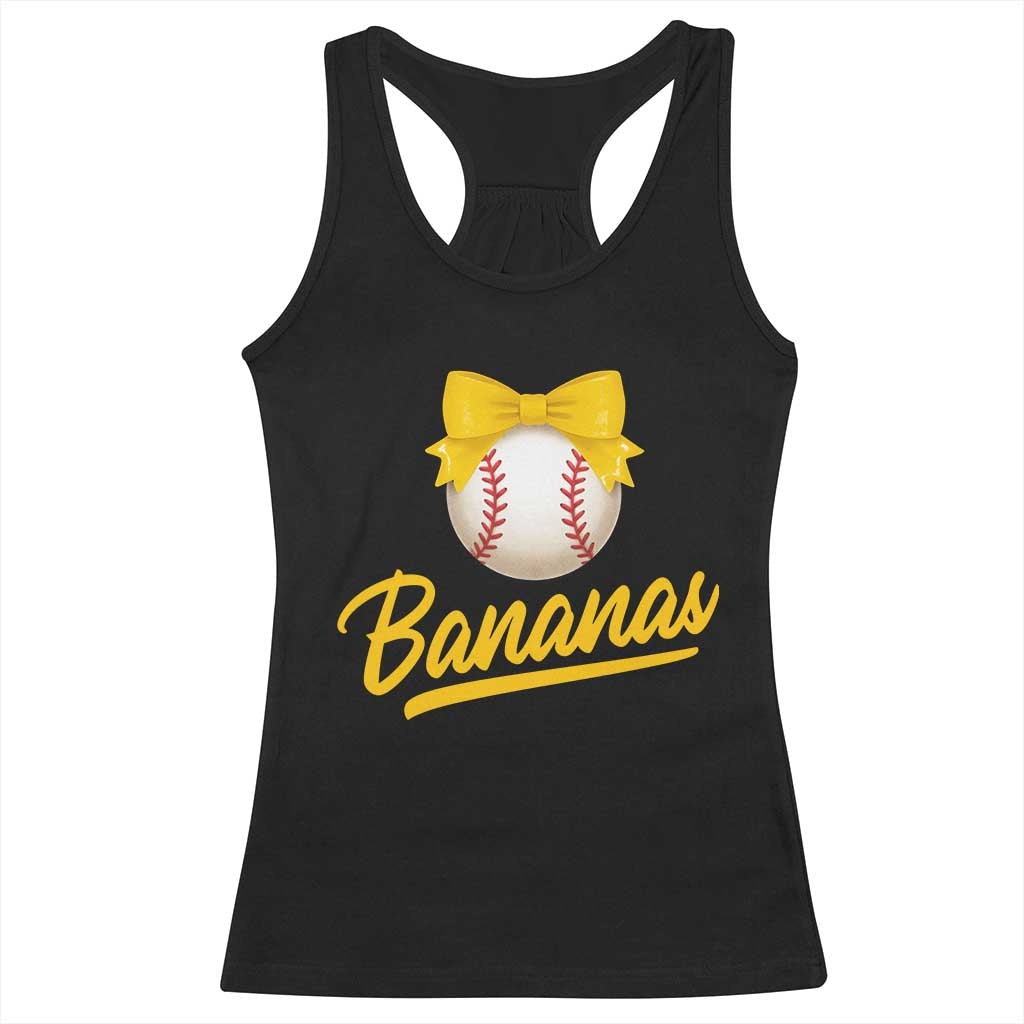 Bananas Coquette Bow Racerback Tank Top Banana Retro Popular Fruit Humor Cute Girls Kids