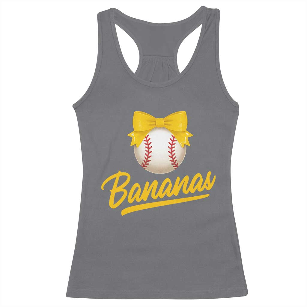 Bananas Coquette Bow Racerback Tank Top Banana Retro Popular Fruit Humor Cute Girls Kids