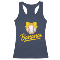 Bananas Coquette Bow Racerback Tank Top Banana Retro Popular Fruit Humor Cute Girls Kids
