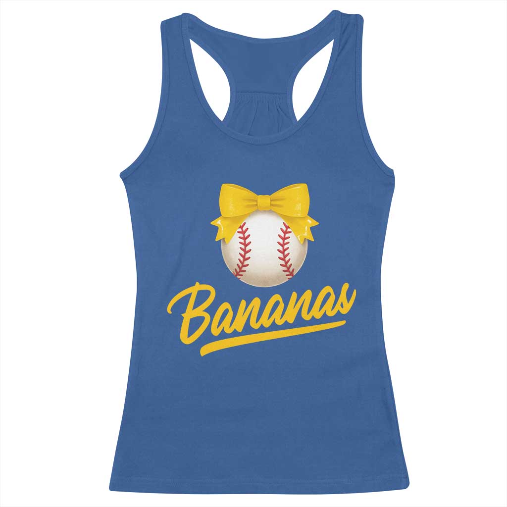 Bananas Coquette Bow Racerback Tank Top Banana Retro Popular Fruit Humor Cute Girls Kids