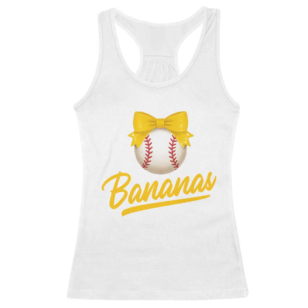 Bananas Coquette Bow Racerback Tank Top Banana Retro Popular Fruit Humor Cute Girls Kids