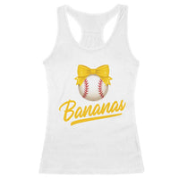 Bananas Coquette Bow Racerback Tank Top Banana Retro Popular Fruit Humor Cute Girls Kids
