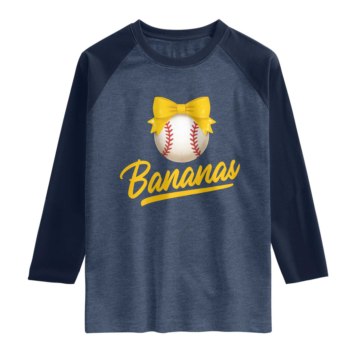 Bananas Coquette Bow Raglan Shirt Banana Retro Popular Fruit Humor Cute Girls Kids