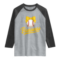Bananas Coquette Bow Raglan Shirt Banana Retro Popular Fruit Humor Cute Girls Kids