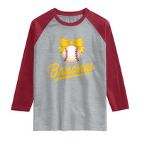 Bananas Coquette Bow Raglan Shirt Banana Retro Popular Fruit Humor Cute Girls Kids
