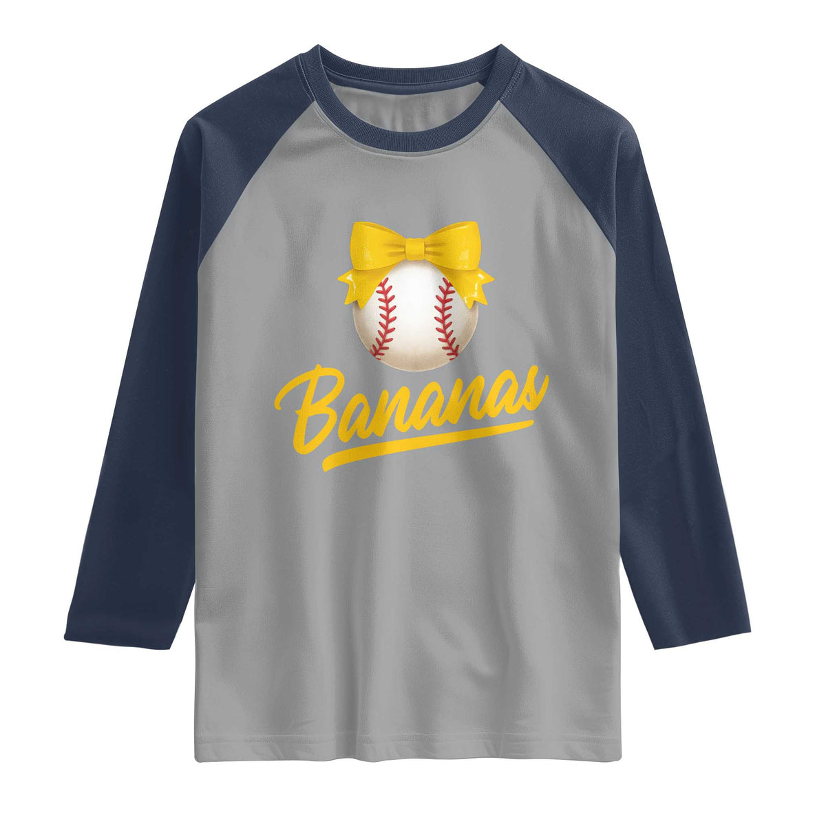 Bananas Coquette Bow Raglan Shirt Banana Retro Popular Fruit Humor Cute Girls Kids