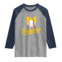 Bananas Coquette Bow Raglan Shirt Banana Retro Popular Fruit Humor Cute Girls Kids