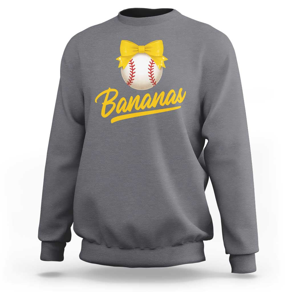 Bananas Coquette Bow Sweatshirt Banana Retro Popular Fruit Humor Cute Girls Kids
