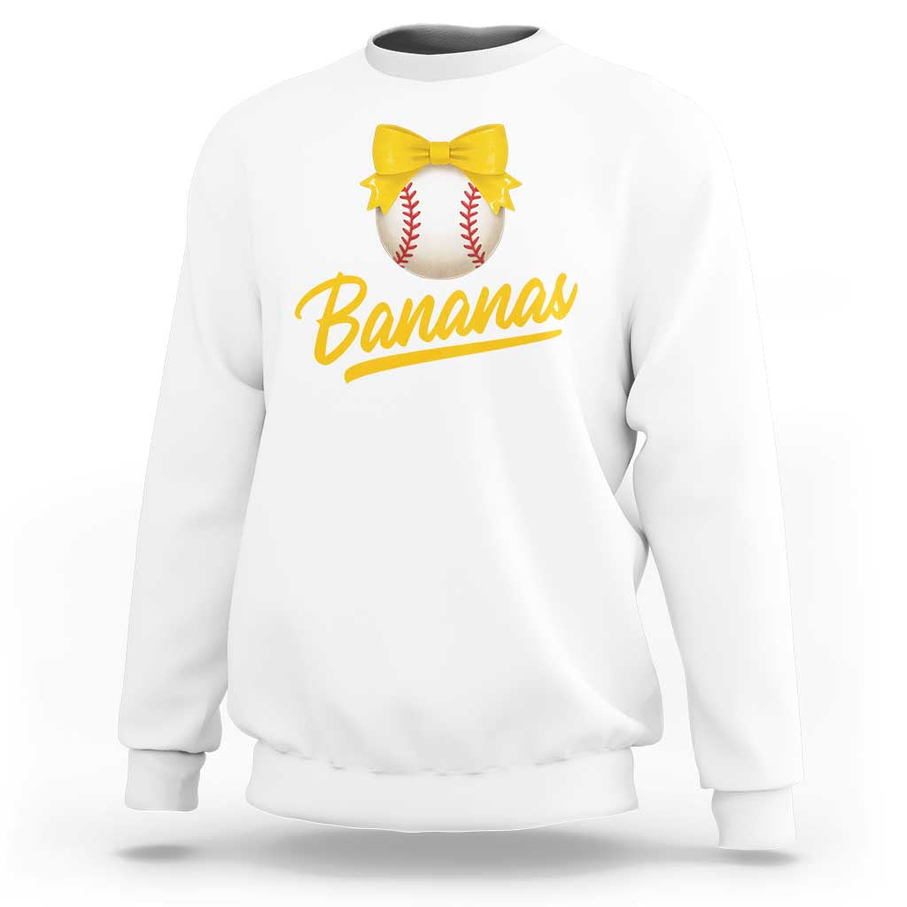 Bananas Coquette Bow Sweatshirt Banana Retro Popular Fruit Humor Cute Girls Kids