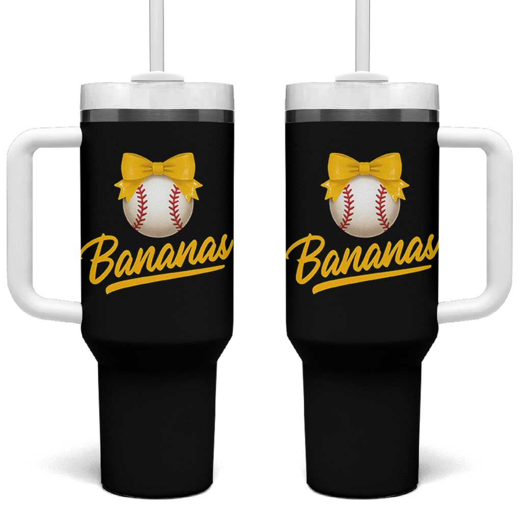Bananas Coquette Bow Tumbler With Handle Banana Retro Popular Fruit Humor Cute Girls Kids