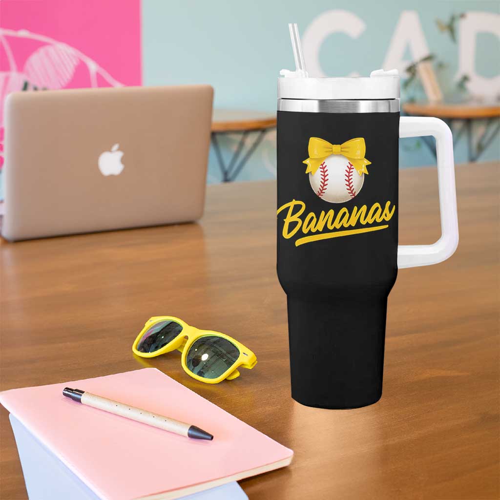 Bananas Coquette Bow Tumbler With Handle Banana Retro Popular Fruit Humor Cute Girls Kids