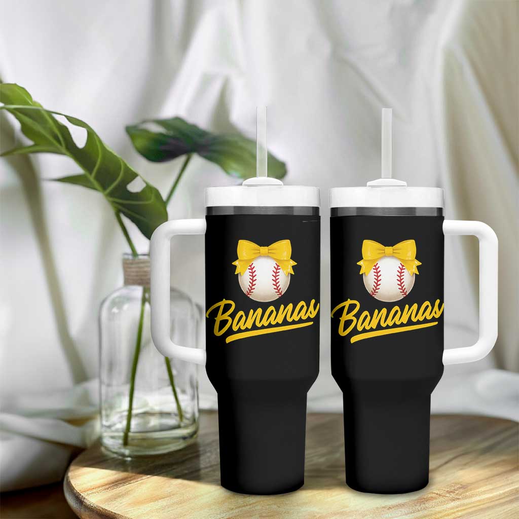 Bananas Coquette Bow Tumbler With Handle Banana Retro Popular Fruit Humor Cute Girls Kids