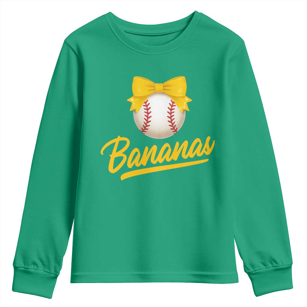 Bananas Coquette Bow Youth Sweatshirt Banana Retro Popular Fruit Humor Cute Girls Kids