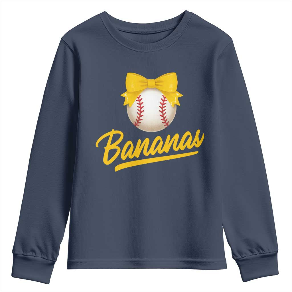 Bananas Coquette Bow Youth Sweatshirt Banana Retro Popular Fruit Humor Cute Girls Kids
