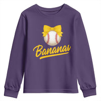 Bananas Coquette Bow Youth Sweatshirt Banana Retro Popular Fruit Humor Cute Girls Kids